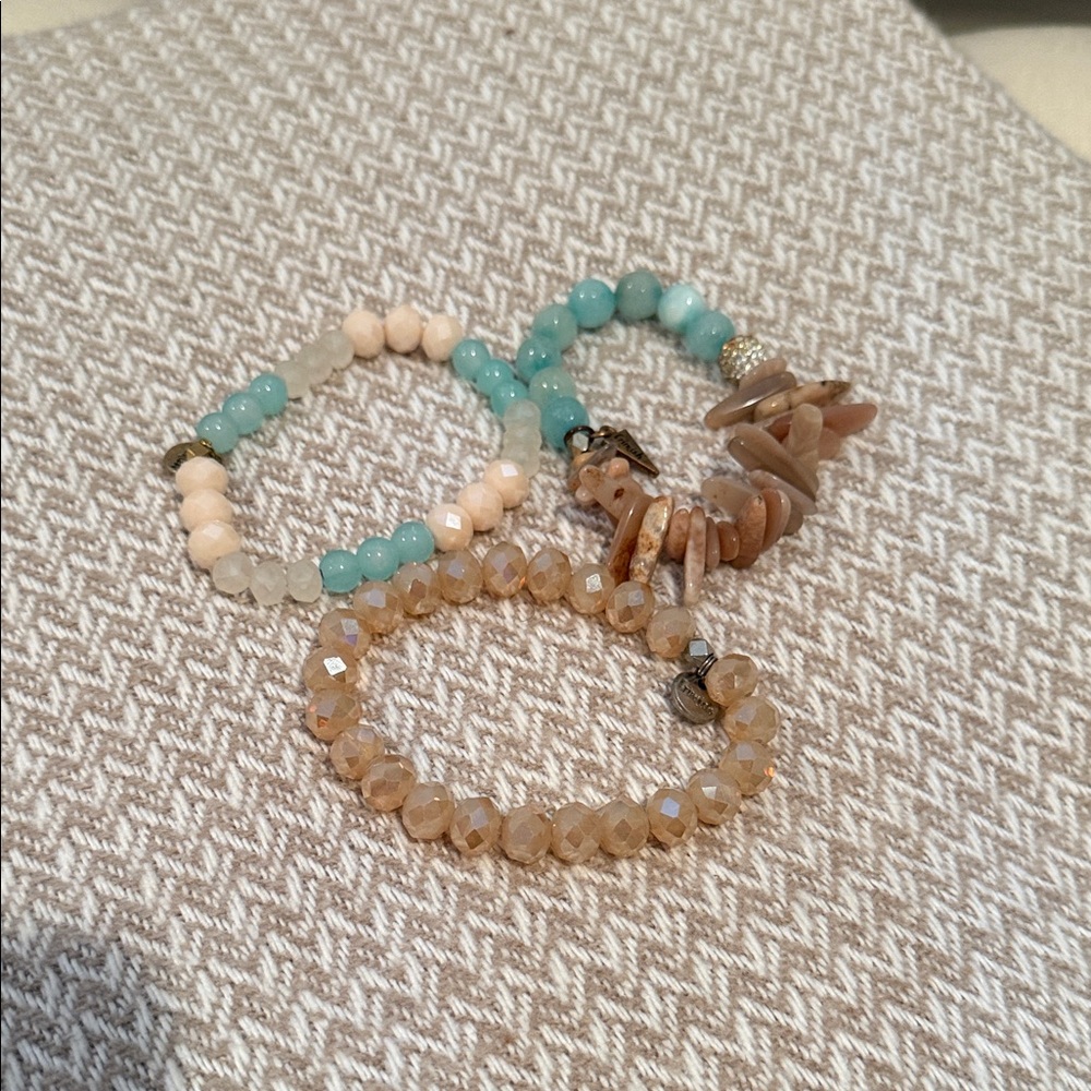 Erimish Aqua and Beige Bracelet Trio